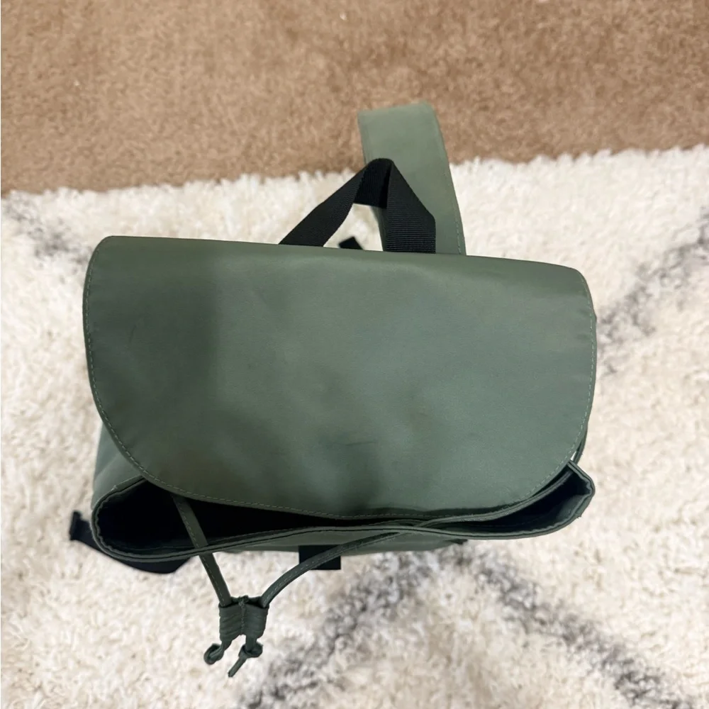 L.L. Bean olive green backpack with black trim